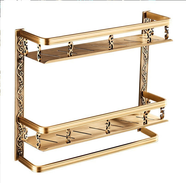 European Style Double Bathroom Shelf – Wall-Mounted Storage Rack