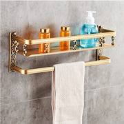 European Style Double Bathroom Shelf – Wall-Mounted Storage Rack