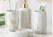 Luxury Marble Ceramic Bathroom Wash Kit – Elegant Vanity Set for Soap, Toothbrush & Accessories