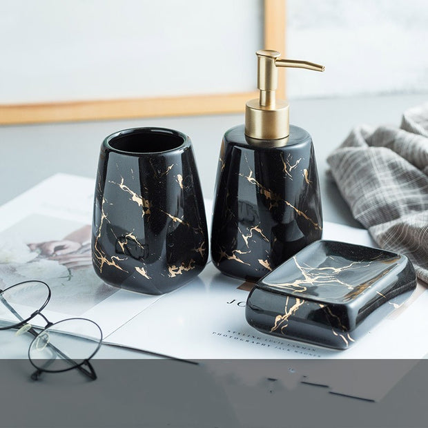Elegant Ceramic Bathroom Wash Set – 5-Piece Luxury Bathroom Accessories