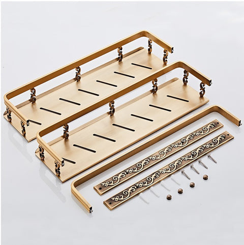European Style Double Bathroom Shelf – Wall-Mounted Storage Rack
