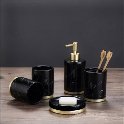 Luxury Ceramic Bathroom Accessories Set – High-End 5-Piece Bathroom Vanity Kit