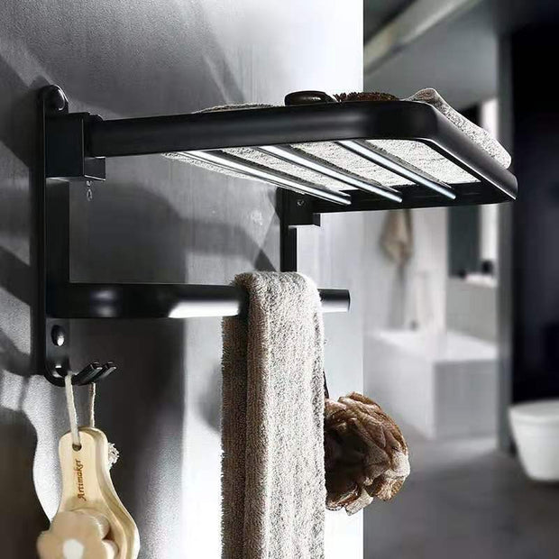 Perforated Space Aluminum Bathroom Folding Shelf – Wall-Mounted Rustproof Storage Rack