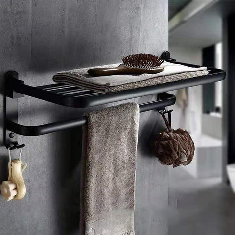 Perforated Space Aluminum Bathroom Folding Shelf – Wall-Mounted Rustproof Storage Rack