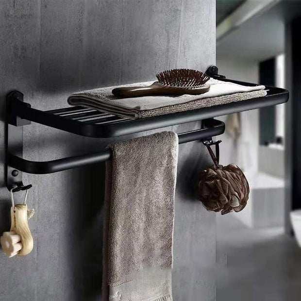 Perforated Space Aluminum Bathroom Folding Shelf – Wall-Mounted Rustproof Storage Rack