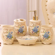 Luxury European Ceramic Bathroom Set – 5-Piece Bathroom Accessories Kit