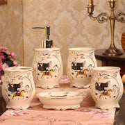 Luxury European Ceramic Bathroom Set – 5-Piece Bathroom Accessories Kit