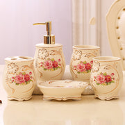 Luxury European Ceramic Bathroom Set – 5-Piece Bathroom Accessories Kit