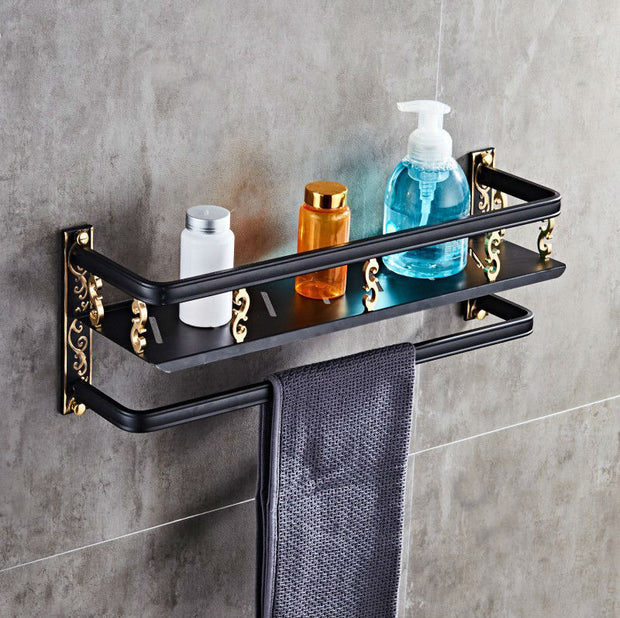 European Style Double Bathroom Shelf – Wall-Mounted Storage Rack