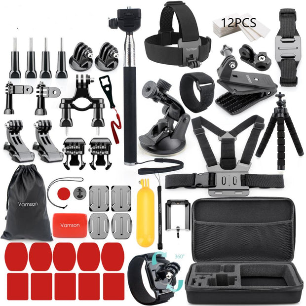 Premium Action Camera Accessories Kit – Universal Mounts, Straps & Waterproof Gear for GoPro, DJI, and Sports Cameras