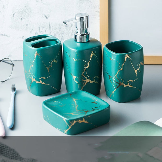 Luxury Ceramic Mouthwash Cup Set – Elegant Bathroom Accessories Gift for Washroom & Vanity