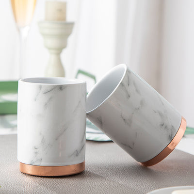 Luxury Ceramic Bathroom Mouthwash Cup – Hotel-Grade Toothbrush Holder & Rinse Cup for Bathroom Vanity