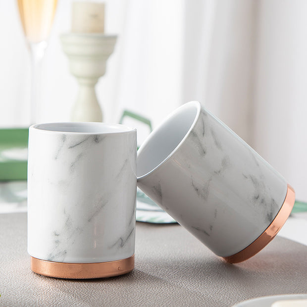 Luxury Ceramic Bathroom Mouthwash Cup – Hotel-Grade Toothbrush Holder & Rinse Cup for Bathroom Vanity