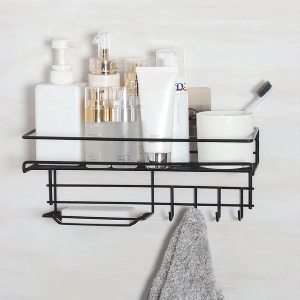 Punch-Free Bathroom Storage Rack – Wall-Mounted Waterproof Organizer