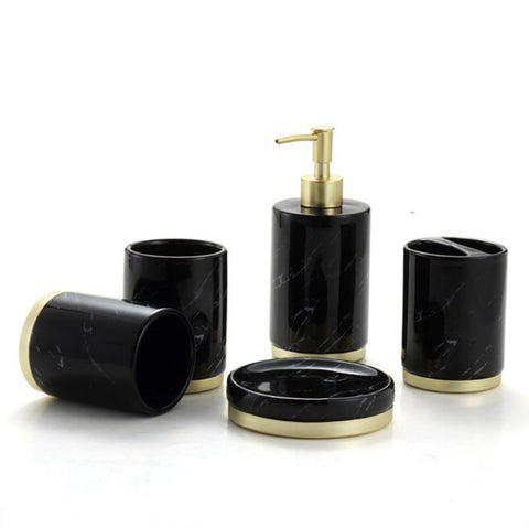Luxury Ceramic Bathroom Accessories Set – High-End 5-Piece Bathroom Vanity Kit