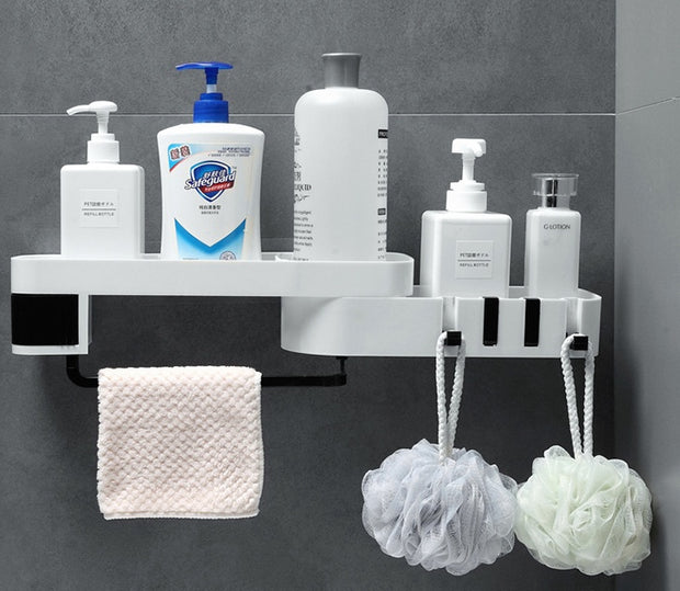 Multifunctional Bathroom Shelf – Wall-Mounted Organizer for Toiletries, Towels & Accessories