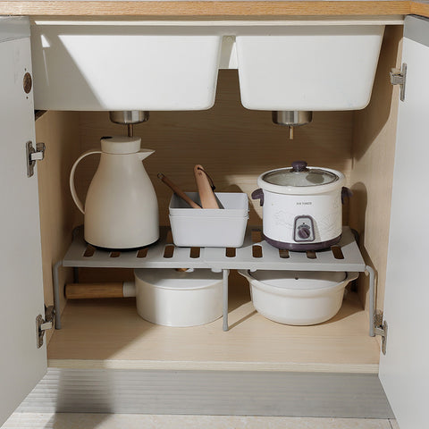 Adjustable Telescopic Kitchen Rack – Space-Saving Storage Organizer for Kitchen Supplies & Utensils