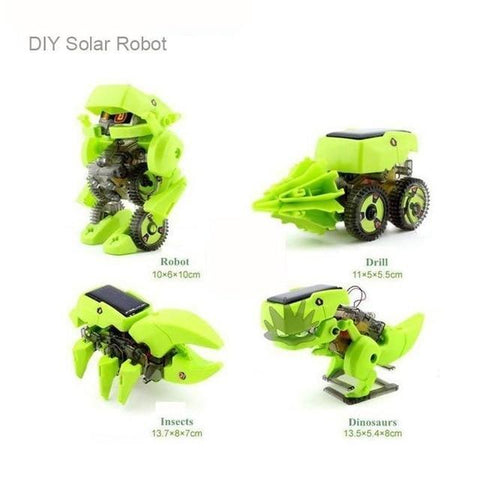 High-Tech DIY 4-in-1 Transforming Solar Powered Dino Robot – Educational STEM Building Kit for Kids