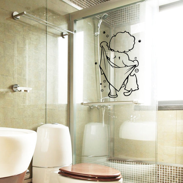 Adorable Baby Shower Carved Bathroom Wall Sticker – Waterproof, Removable Vinyl Décor for Kids & Nursery Bathrooms