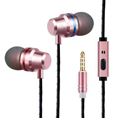 Metal In-Ear Headphones – Heat Tone Deep Bass Earphones with Mic for Mobile Phones & Music