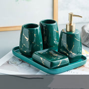 Elegant Ceramic Bathroom Wash Set – 5-Piece Luxury Bathroom Accessories