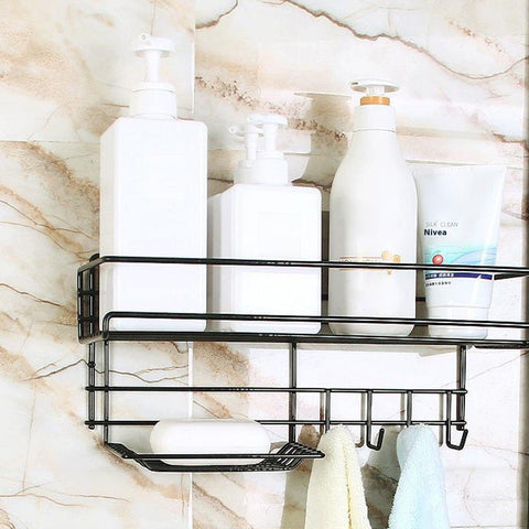Punch-Free Bathroom Storage Rack – Wall-Mounted Waterproof Organizer