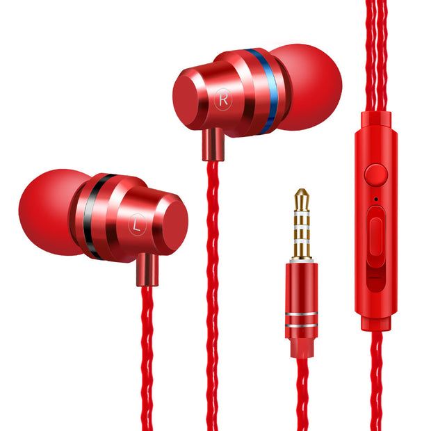 Metal In-Ear Headphones – Heat Tone Deep Bass Earphones with Mic for Mobile Phones & Music
