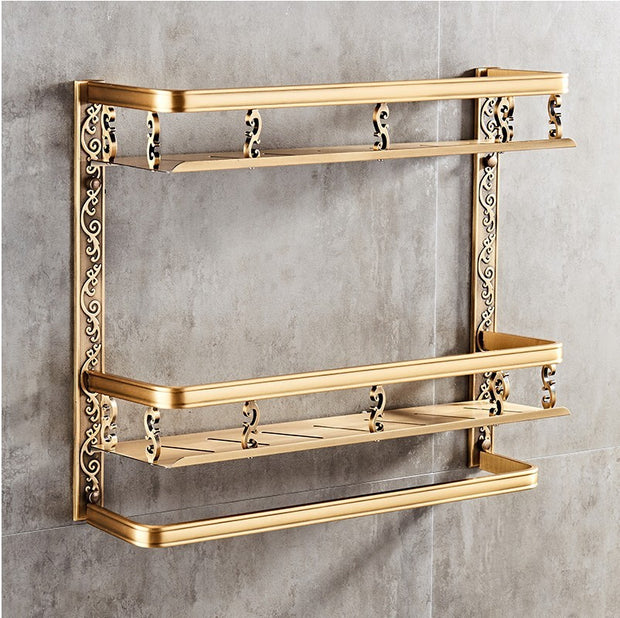 European Style Double Bathroom Shelf – Wall-Mounted Storage Rack