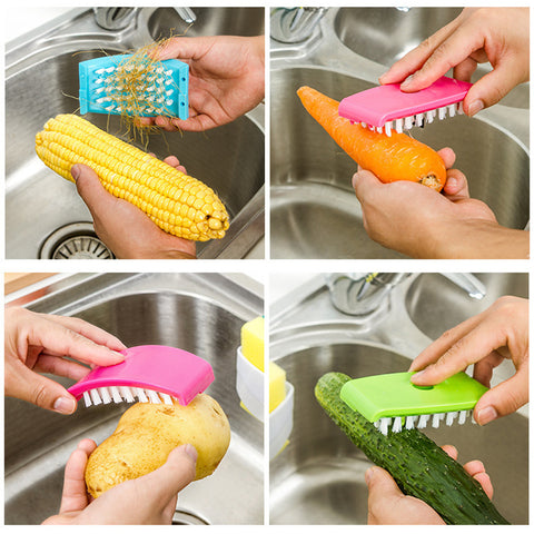 Creative Kitchen Knife and Fork Cleaning Brush with Suction Cup – Multi-Purpose Fruit & Vegetable Scrubber for Kitchen