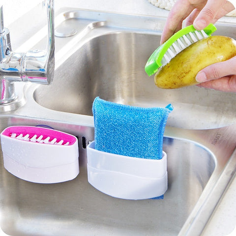 Creative Kitchen Knife and Fork Cleaning Brush with Suction Cup – Multi-Purpose Fruit & Vegetable Scrubber for Kitchen
