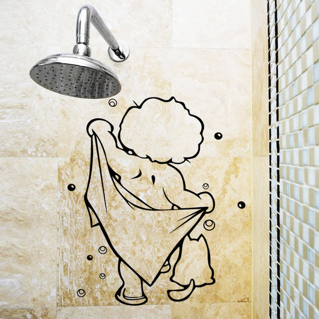 Adorable Baby Shower Carved Bathroom Wall Sticker – Waterproof, Removable Vinyl Décor for Kids & Nursery Bathrooms