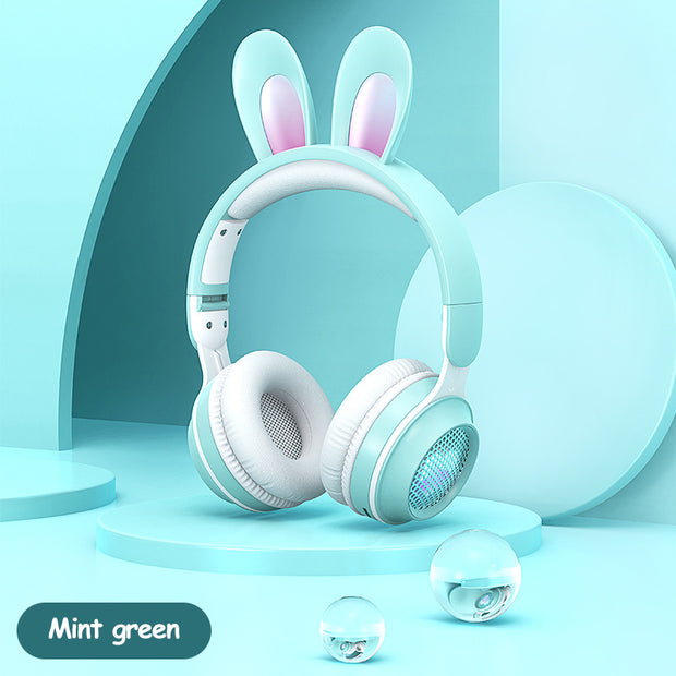 Wireless Rabbit Ear Headphones – Luminous LED, Extendable, Cute Design with Mic for Kids, Teens & Gaming