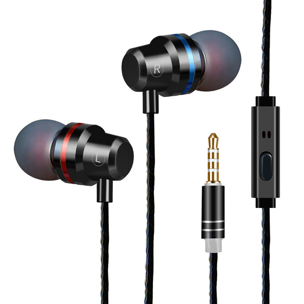 Metal In-Ear Headphones – Heat Tone Deep Bass Earphones with Mic for Mobile Phones & Music