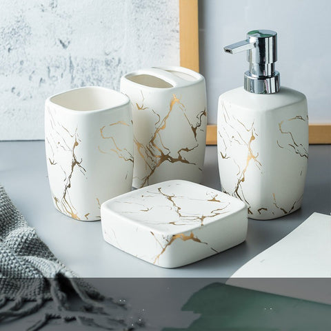 Luxury Ceramic Mouthwash Cup Set – Elegant Bathroom Accessories Gift for Washroom & Vanity