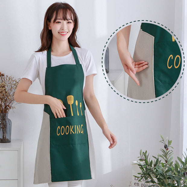Durable Home Kitchen Apron – Waterproof, Oil-Resistant, Adjustable Cooking Apron with Pockets