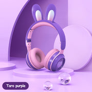 Wireless Rabbit Ear Headphones – Luminous LED, Extendable, Cute Design with Mic for Kids, Teens & Gaming