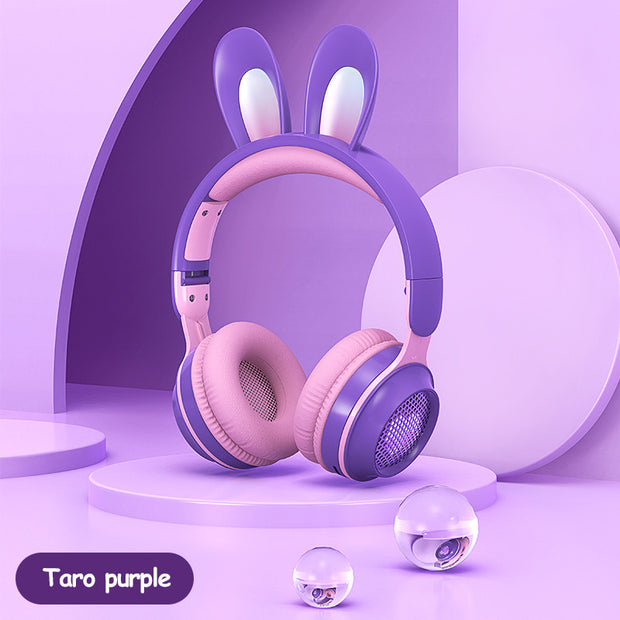Wireless Rabbit Ear Headphones – Luminous LED, Extendable, Cute Design with Mic for Kids, Teens & Gaming