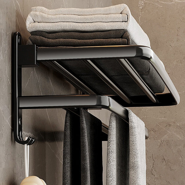 Black Towel Rack – Wall-Mounted Bathroom Rack & Pendant Organizer