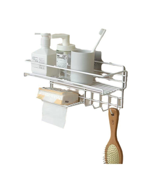 Punch-Free Bathroom Storage Rack – Wall-Mounted Waterproof Organizer