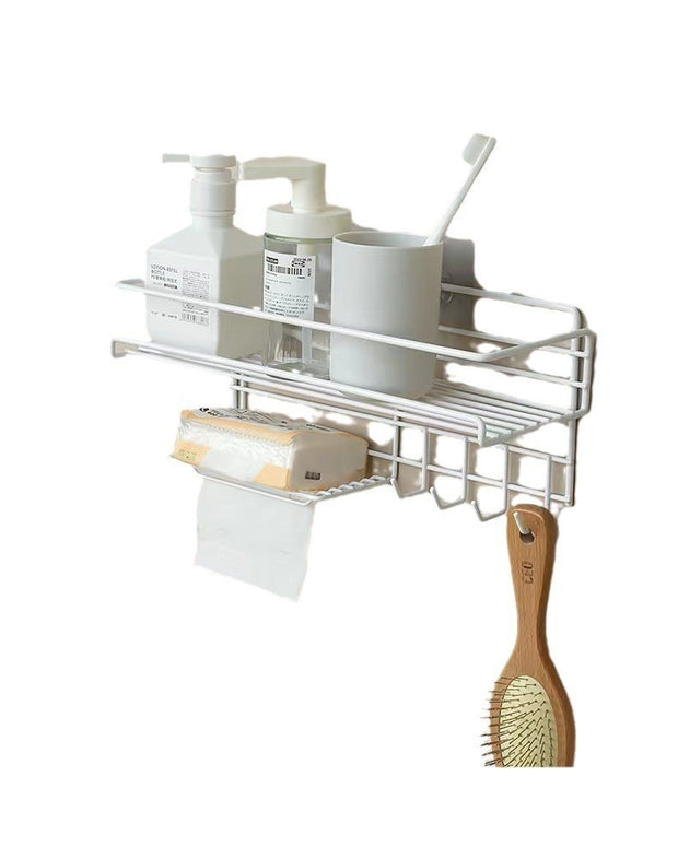 Punch-Free Bathroom Storage Rack – Wall-Mounted Waterproof Organizer