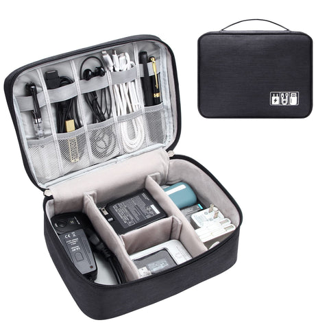 Waterproof Electronics Organizer Travel Cable Storage Bag – Portable Digital Accessories Case for Cables, Chargers & Gadgets