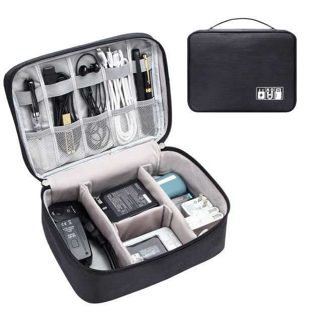 Waterproof Electronics Organizer Travel Cable Storage Bag – Portable Digital Accessories Case for Cables, Chargers & Gadgets
