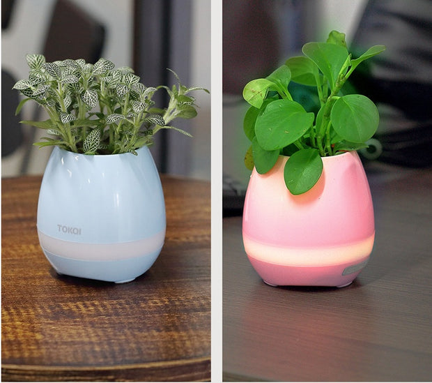 Touch-Sensitive Music Flower Vase – Bluetooth Desktop Audio Speaker with LED Mood Lighting