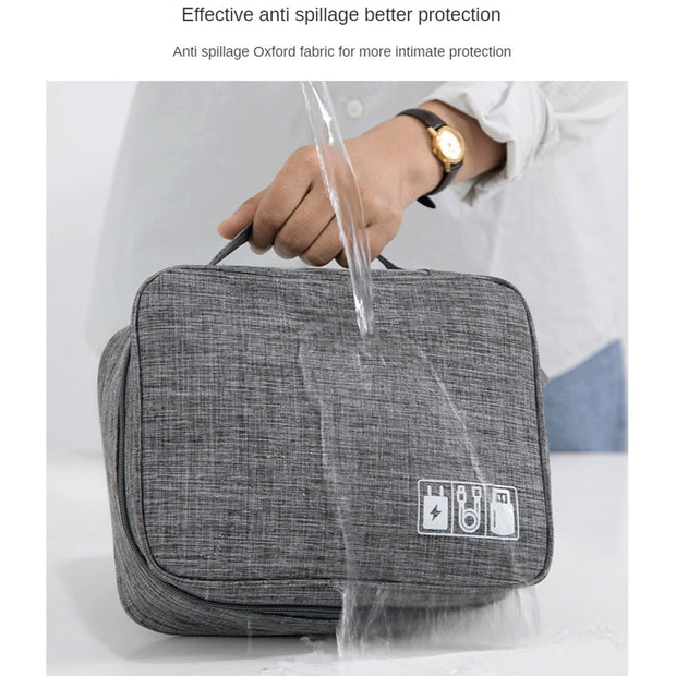 Waterproof Electronics Organizer Travel Cable Storage Bag – Portable Digital Accessories Case for Cables, Chargers & Gadgets