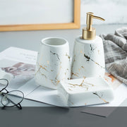Elegant Ceramic Bathroom Wash Set – 5-Piece Luxury Bathroom Accessories