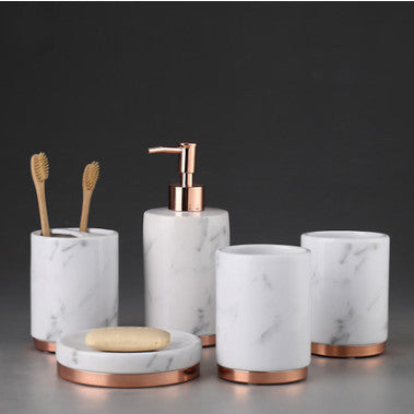 Luxury Ceramic Bathroom Accessories Set – High-End 5-Piece Bathroom Vanity Kit