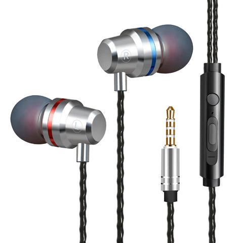 Metal In-Ear Headphones – Heat Tone Deep Bass Earphones with Mic for Mobile Phones & Music