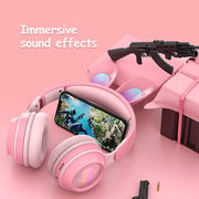 Wireless Rabbit Ear Headphones – Luminous LED, Extendable, Cute Design with Mic for Kids, Teens & Gaming