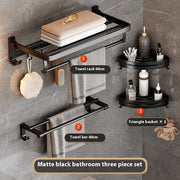 Black Towel Rack – Wall-Mounted Bathroom Rack & Pendant Organizer