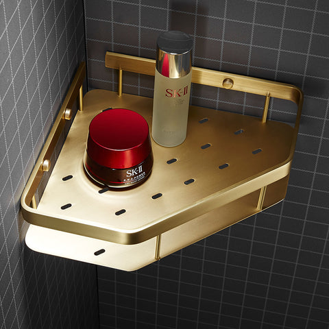 Bathroom Copper Wall Storage Rack – Punch-Free Space-Saving Organizer